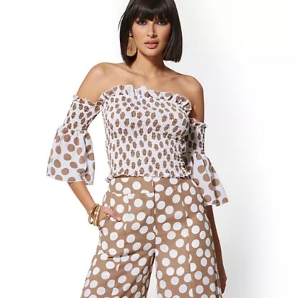White Smocked Off-The-Shoulder Blouse